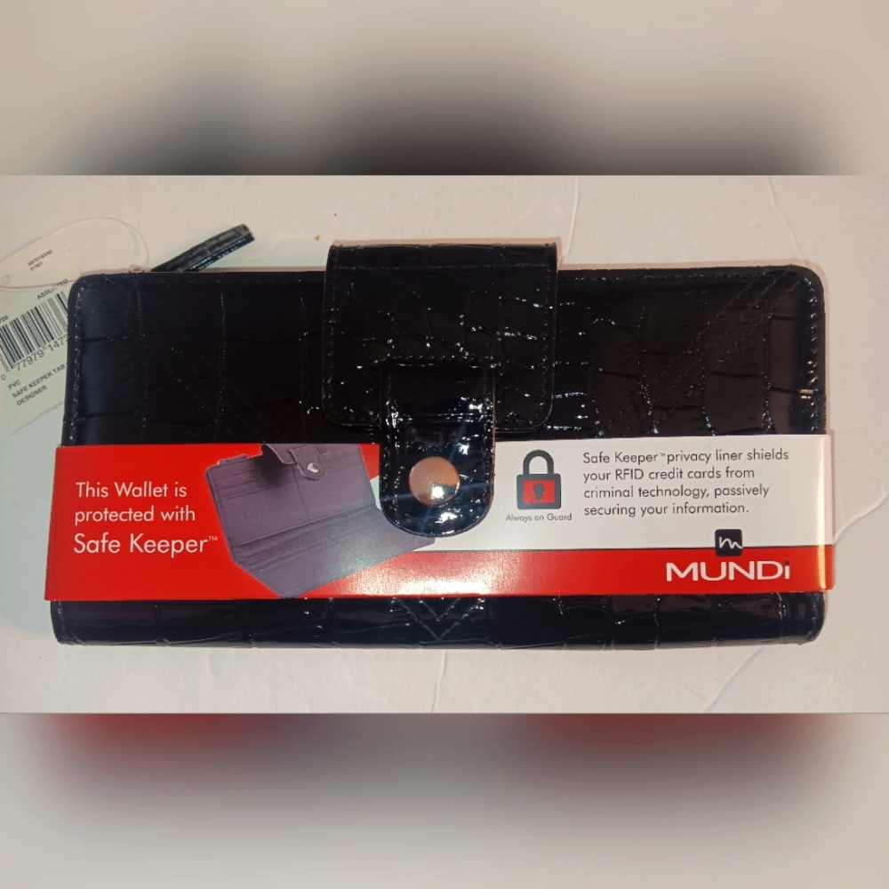 WOMEN'S RFID BLACK CROCO WALLET